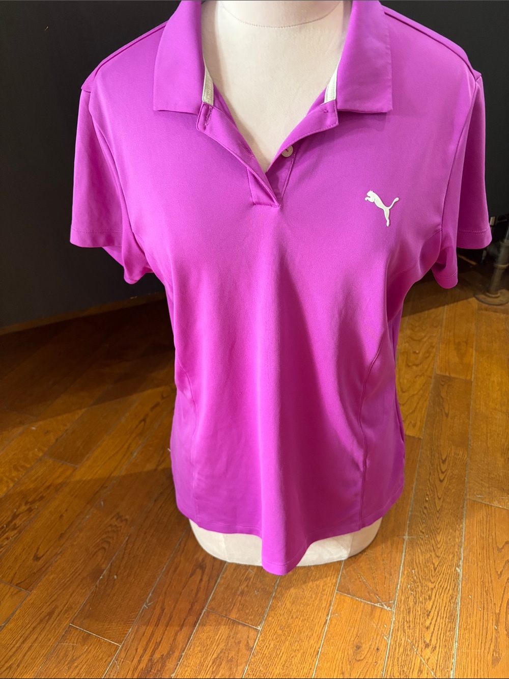 Puma Women's Polo Shirt in Bright Fuchsia with White Logo